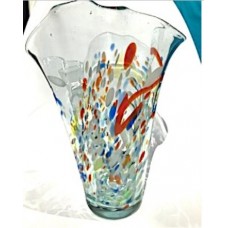 Стеклянная ваза неправильной формы разноцветная 